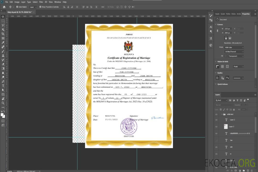 Modèle Word et PDF d'acte de mariage en Moldavie template Modèle Word et PDF d'acte de mariage en Moldavie template